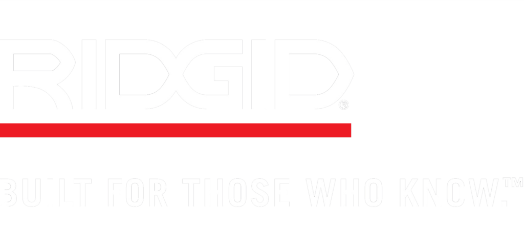 RIDGID Logo mit Tagline: Built for those who know.