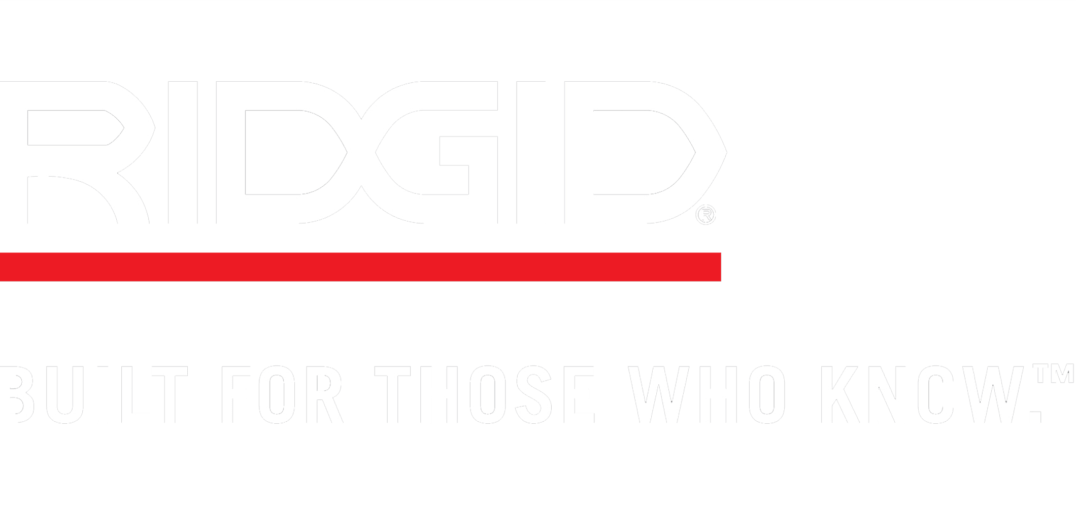 RIDGID Logo mit Tagline: Built for those who know.